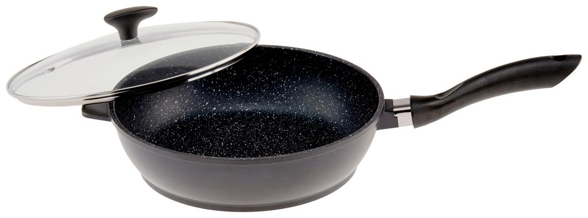 Bratpfanne Julischka D: 28 cm Aluguss Antihaftbeschichtet - Klar/Schwarz, KONVENTIONELL, Glas/Metall (28/7,5cm) - James Wood