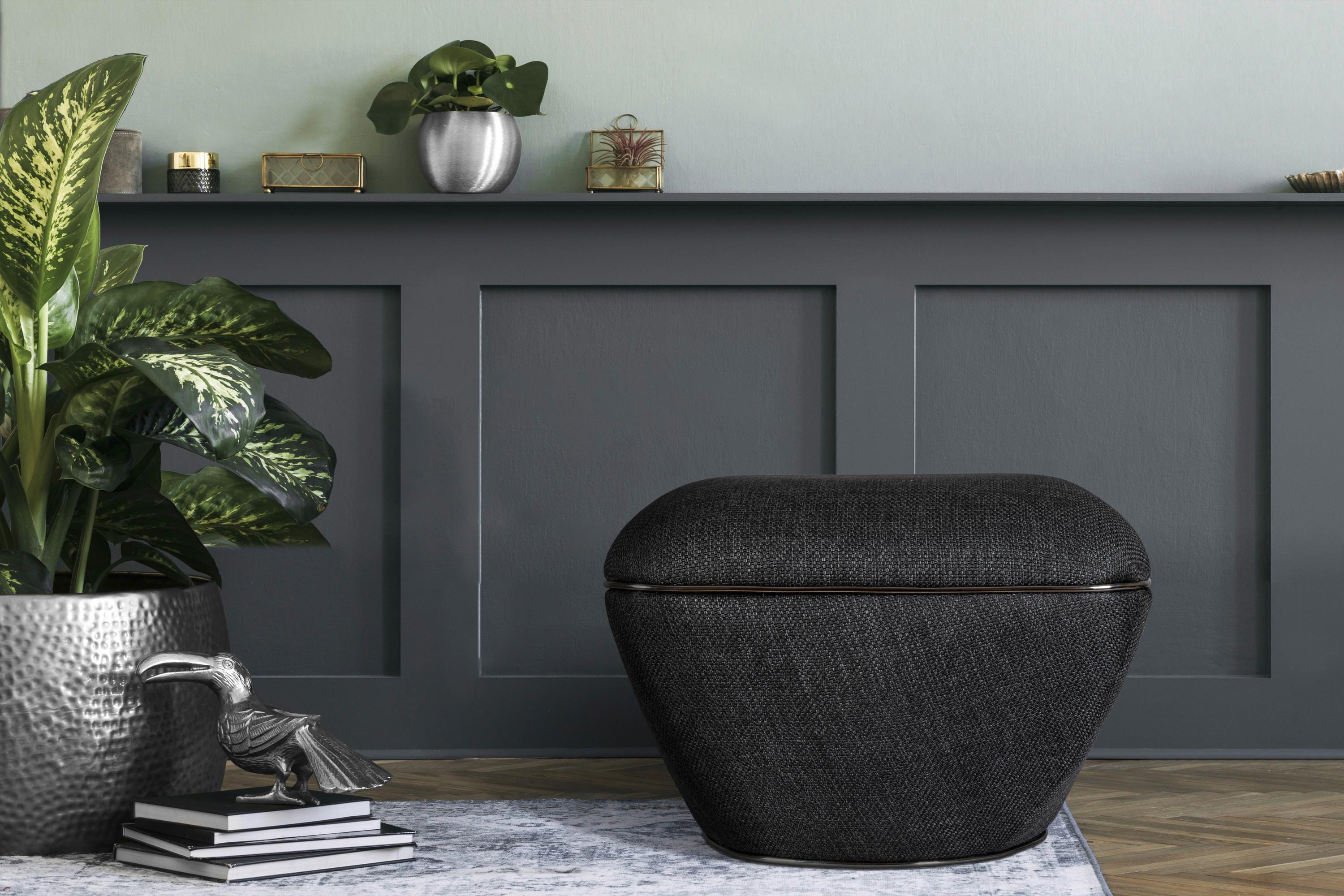 Hocker Contessa 145 Anthrazit/Graphitfarben D:60cm - Anthrazit/Graphitfarben, Design, Textil (60/42,5cm) - Kayoom