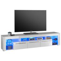 Lowboard B: 200 Cm Weiß - Weiß, Basics, Glas/Holzwerkstoff (200/44/44cm) - MID.YOU