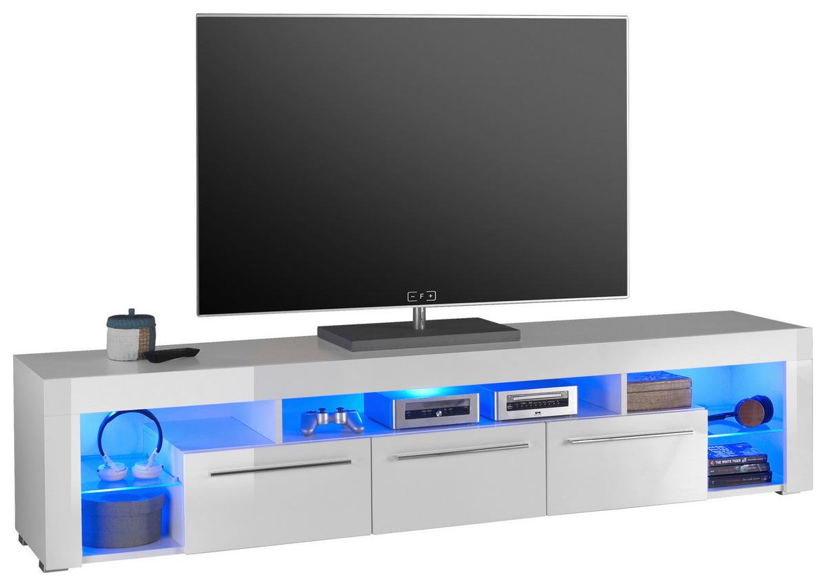 Lowboard B: 200 Cm Weiß - Weiß, Basics, Glas/Holzwerkstoff (200/44/44cm) - MID.YOU