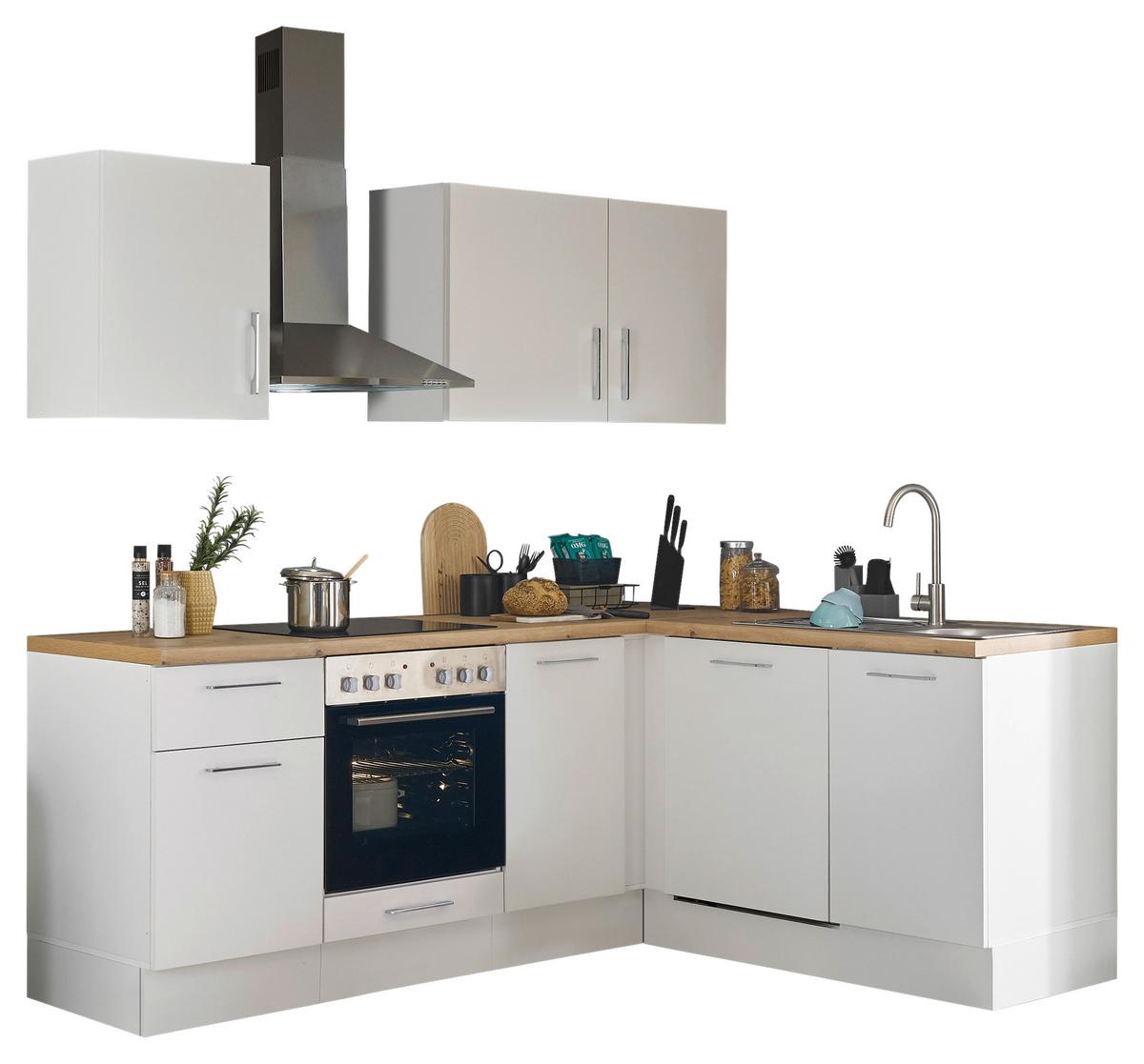 Eckküche Turin Weiß/Eiche Dekor 220x175 cm - Weiß/Eiche Artisan, Basics, Holzwerkstoff (220/175cm) - MID.YOU