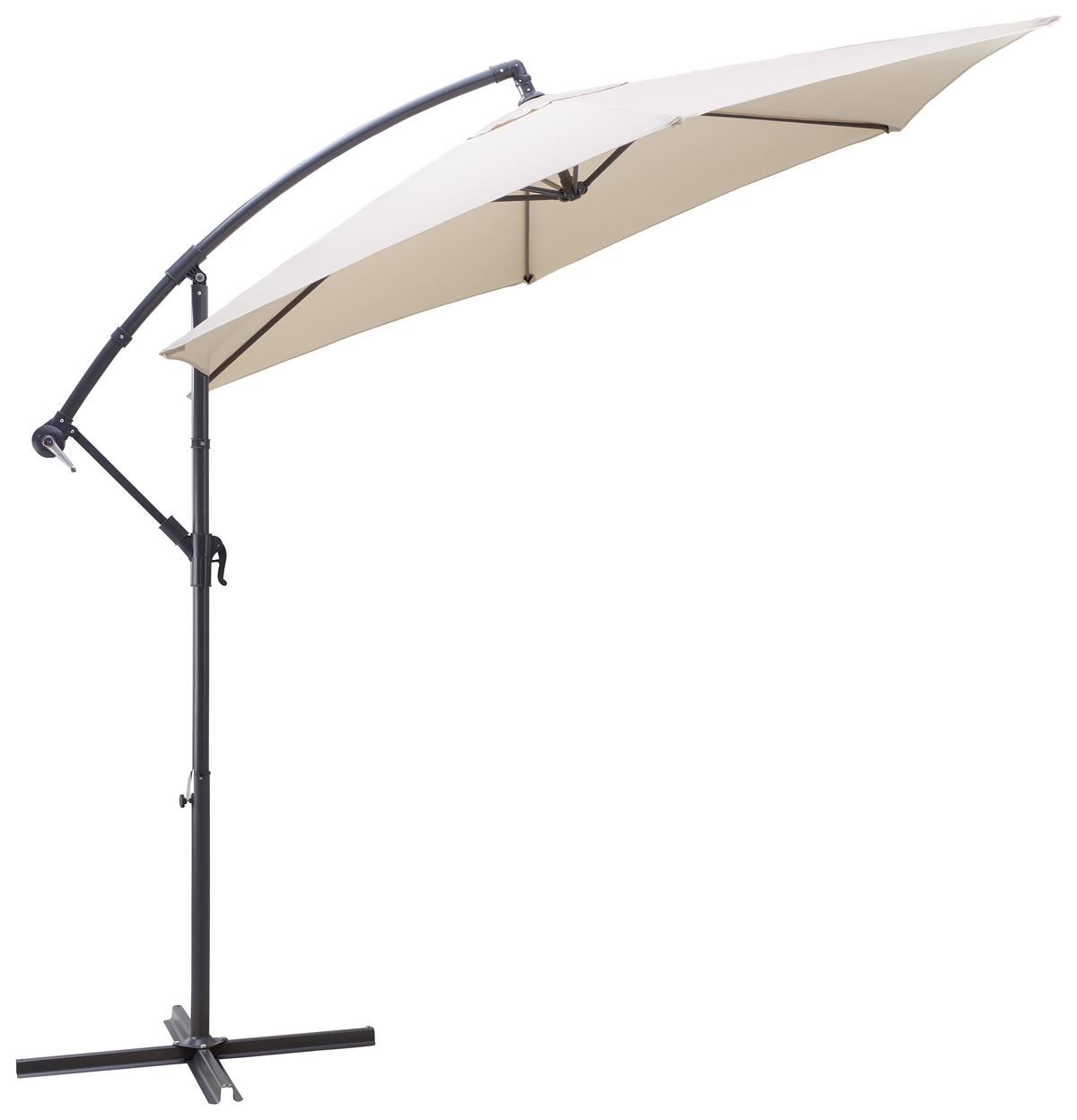 Ampelschirm Estelle Dm: 300 H: 245cm Natur - Naturfarben/Grau, KONVENTIONELL, Textil/Metall (300/245/300cm) - Ondega