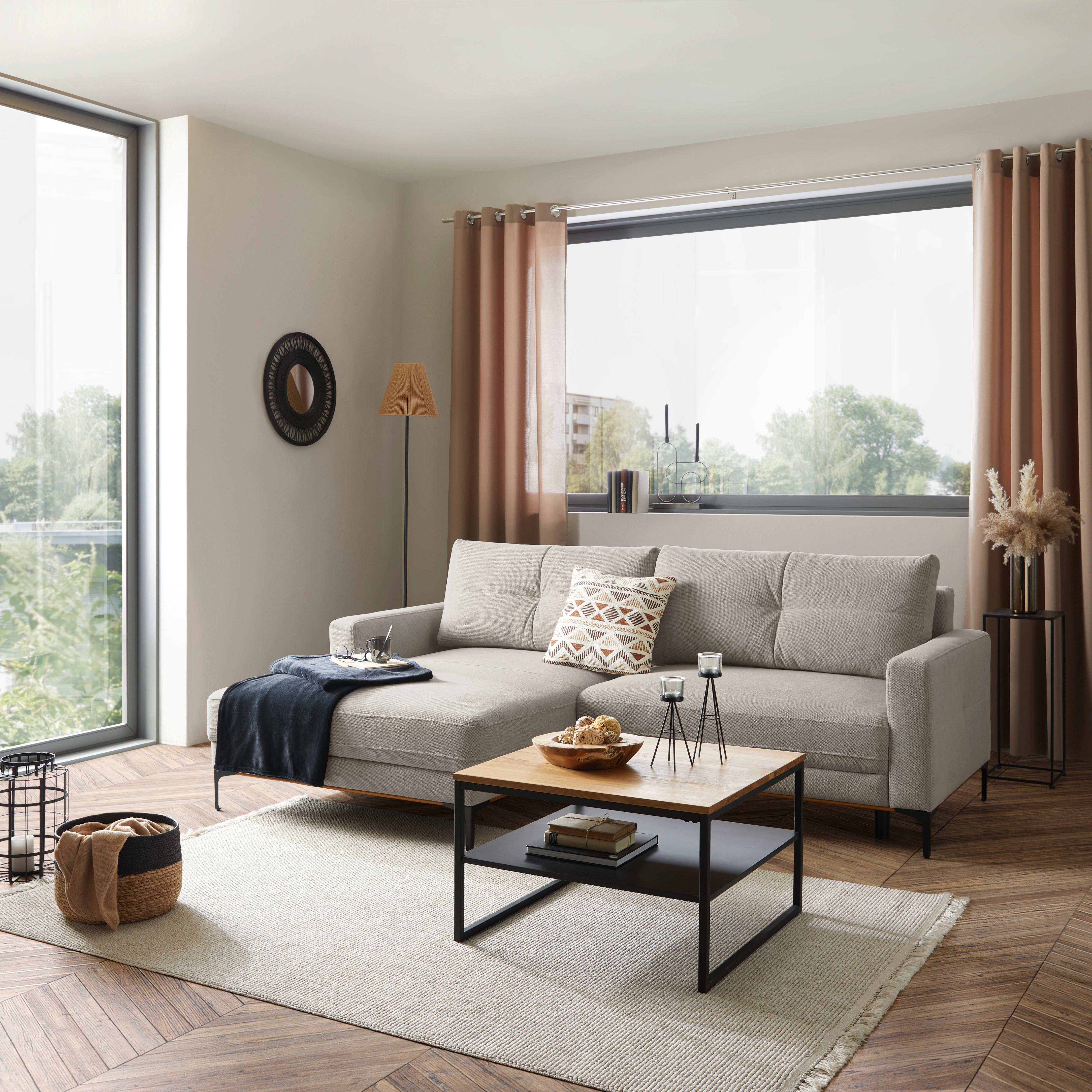 Ecksofa Bergamo - Beige/Schwarz, MODERN, Textil (162/238cm) - Ondega