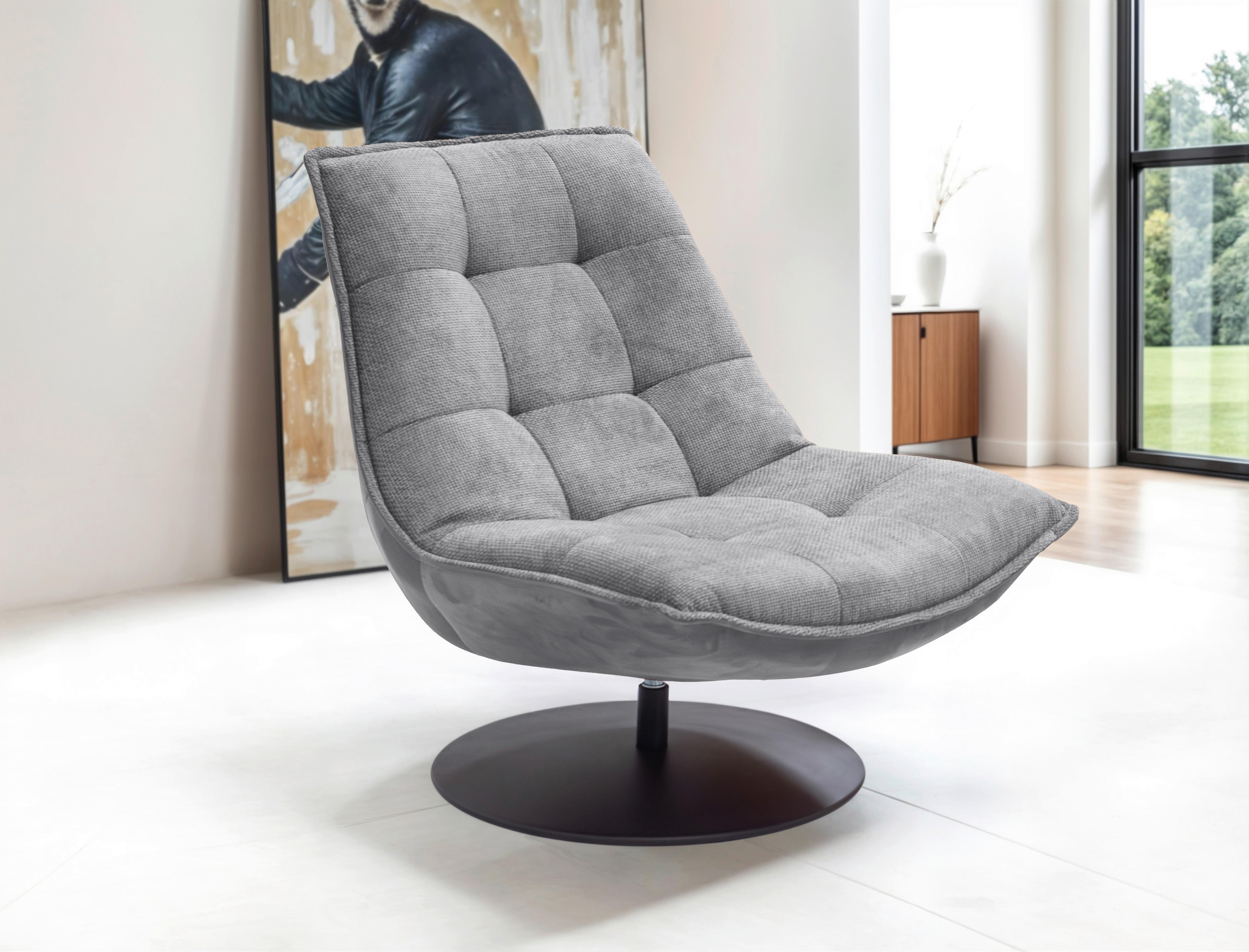 Sessel Zen Grau B: 94 cm - Schwarz/Grau, Design, Textil (94/97/106cm) - Livetastic