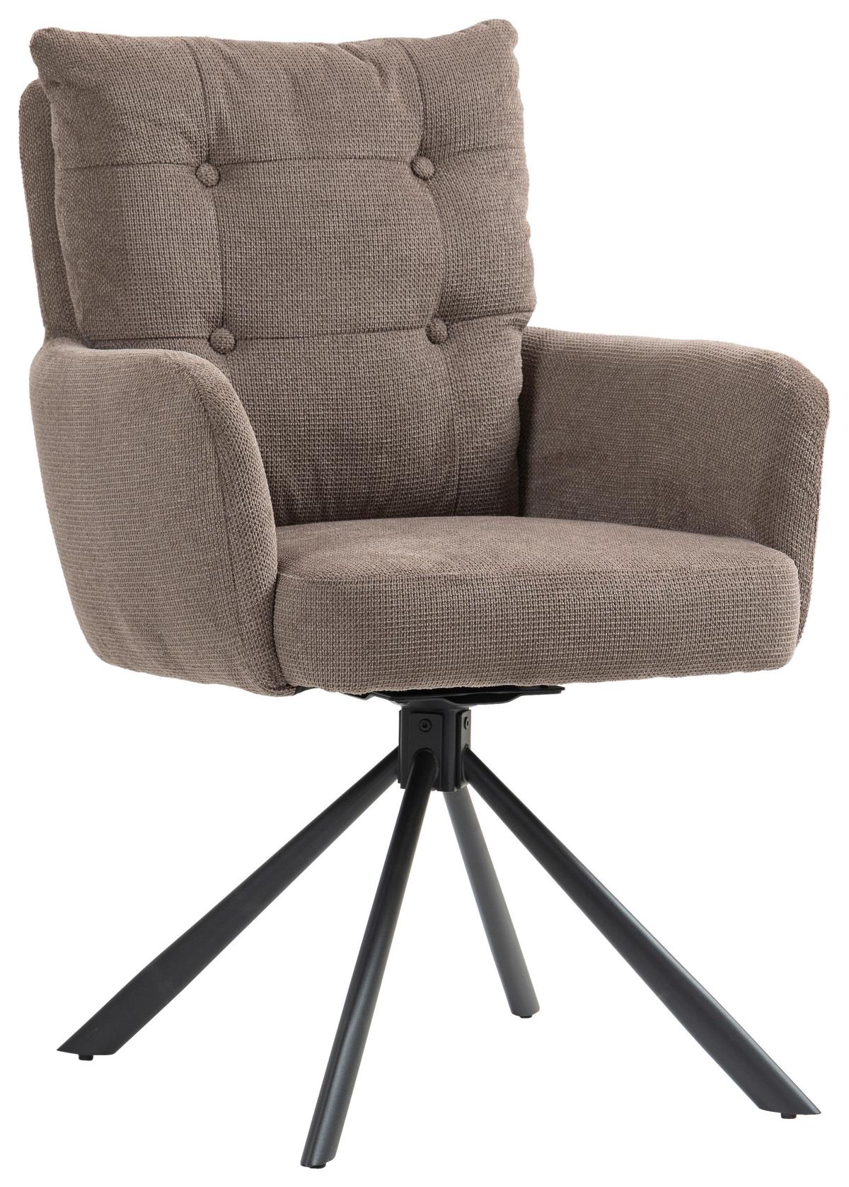 Armlehnstuhl Lina Taupe Sitzfl. 180° drehbar, B: 60cm - Taupe/Schwarz, KONVENTIONELL, Textil/Metall (60/95/67cm) - MID.YOU