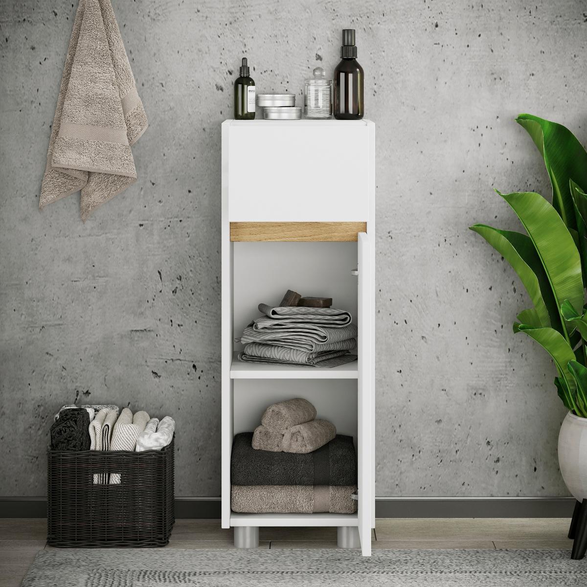 Midiszekrény Cosila - méztölgy színű/fehér, Trend, faalapú anyag (30/85/33cm) - MID.YOU