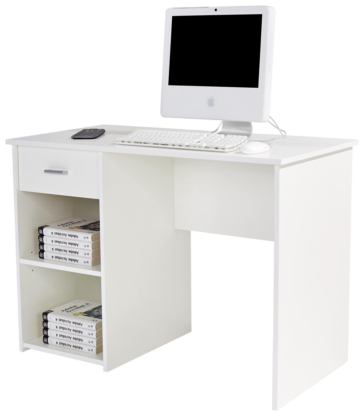 Písací stôl KUBEK - biela, Modern, kompozitné drevo (110/75/50cm) - Based