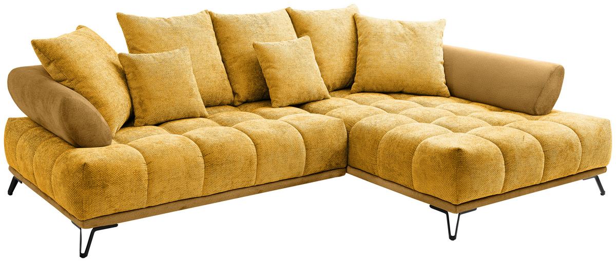 ECKSOFA LARGO N Currygelb S: 262x184cm - Currygelb/Schwarz, MODERN, Textil (262/184cm) - MID.YOU
