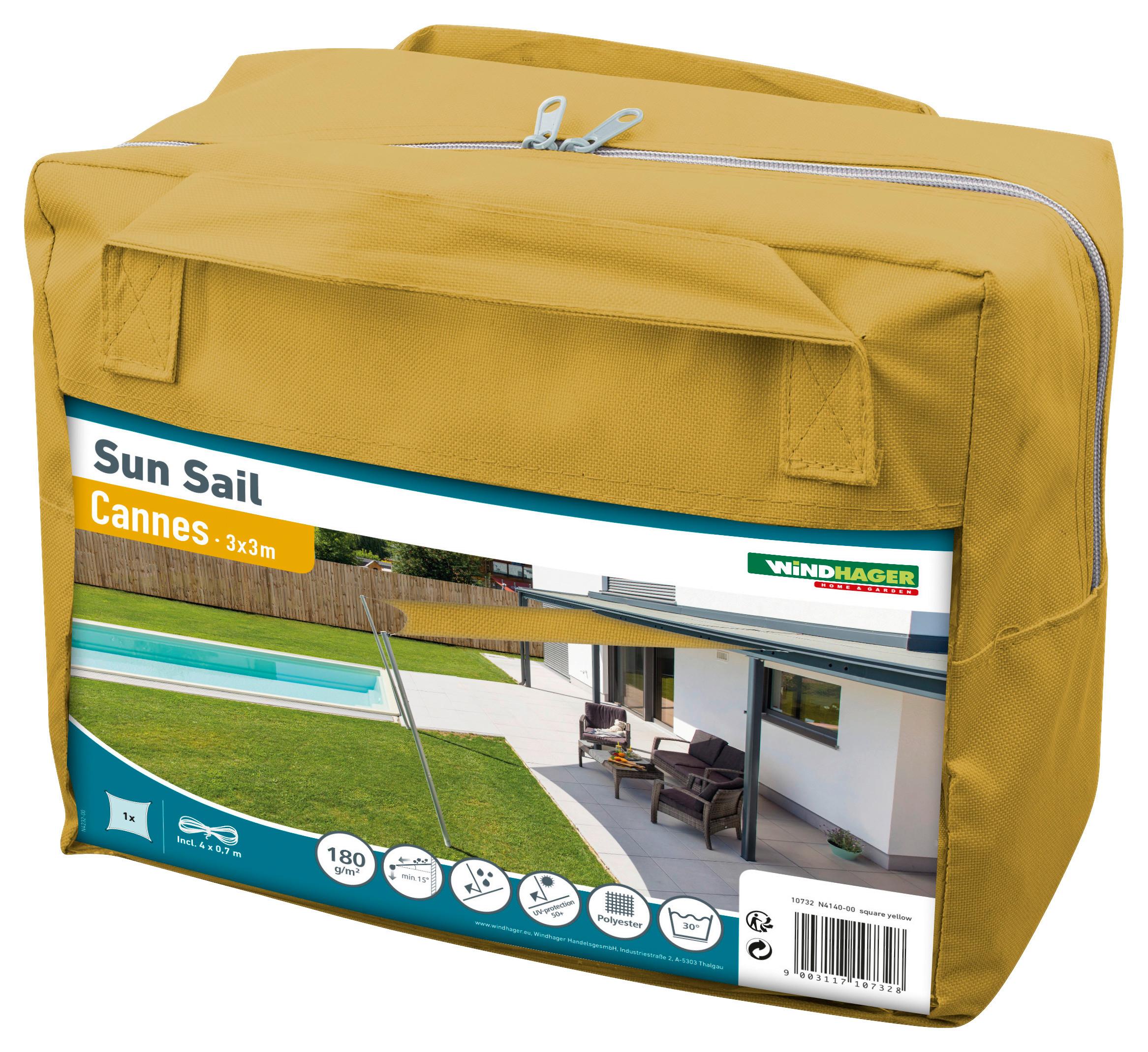 Sonnensegel Quadrat 3x3 M - Gelb, Basics, Kunststoff (300/300cm)