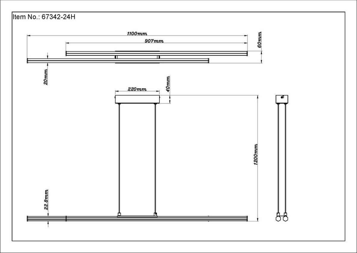 LED-HÄNGELEUCHTE 67342-24H KIRINA - Schwarz/Weiß, Design, Kunststoff/Metall (110/6/120cm) - Globo