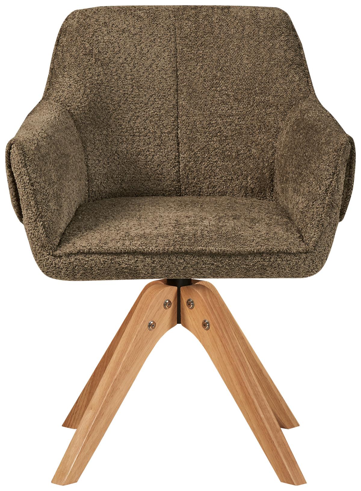 Stolička s podrúčkami hnedá - hnedá, Modern, drevo/textil (60/86,5/63,5cm) - MID.YOU
