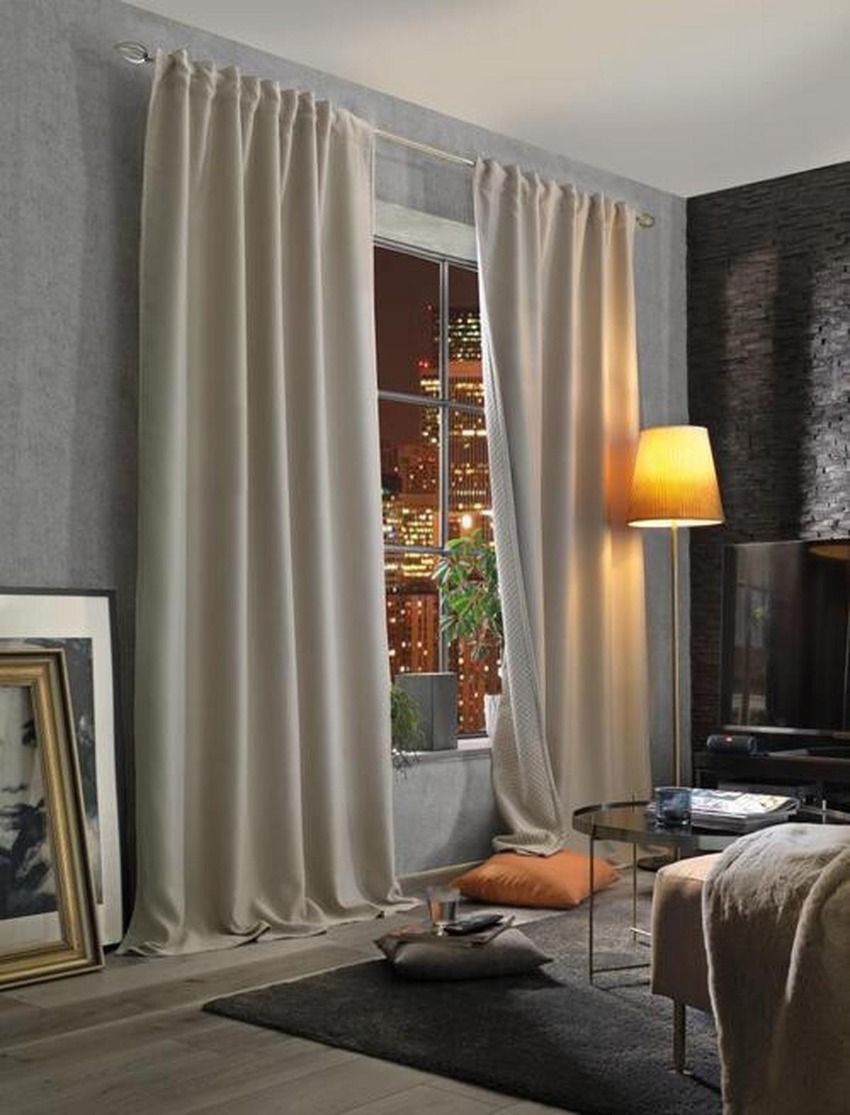 Lärmschutzvorhang Naturfarben B: 135 cm - Naturfarben, KONVENTIONELL, Textil (135/160cm)