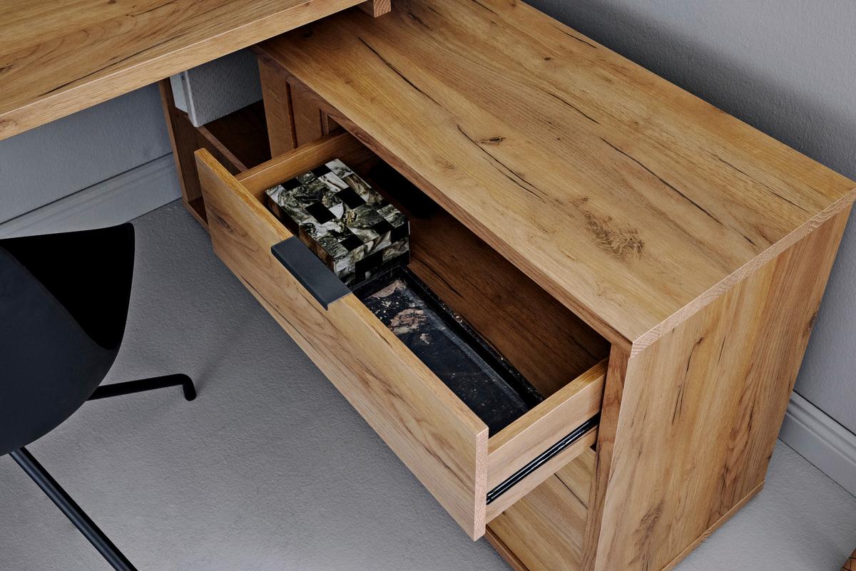 Eckschreibtisch Mit Stauraum B: 120cm H: 76cm Loop C 150 E - Eichefarben/Anthrazit, MODERN, Holzwerkstoff/Metall (150/120/76cm) - Livetastic