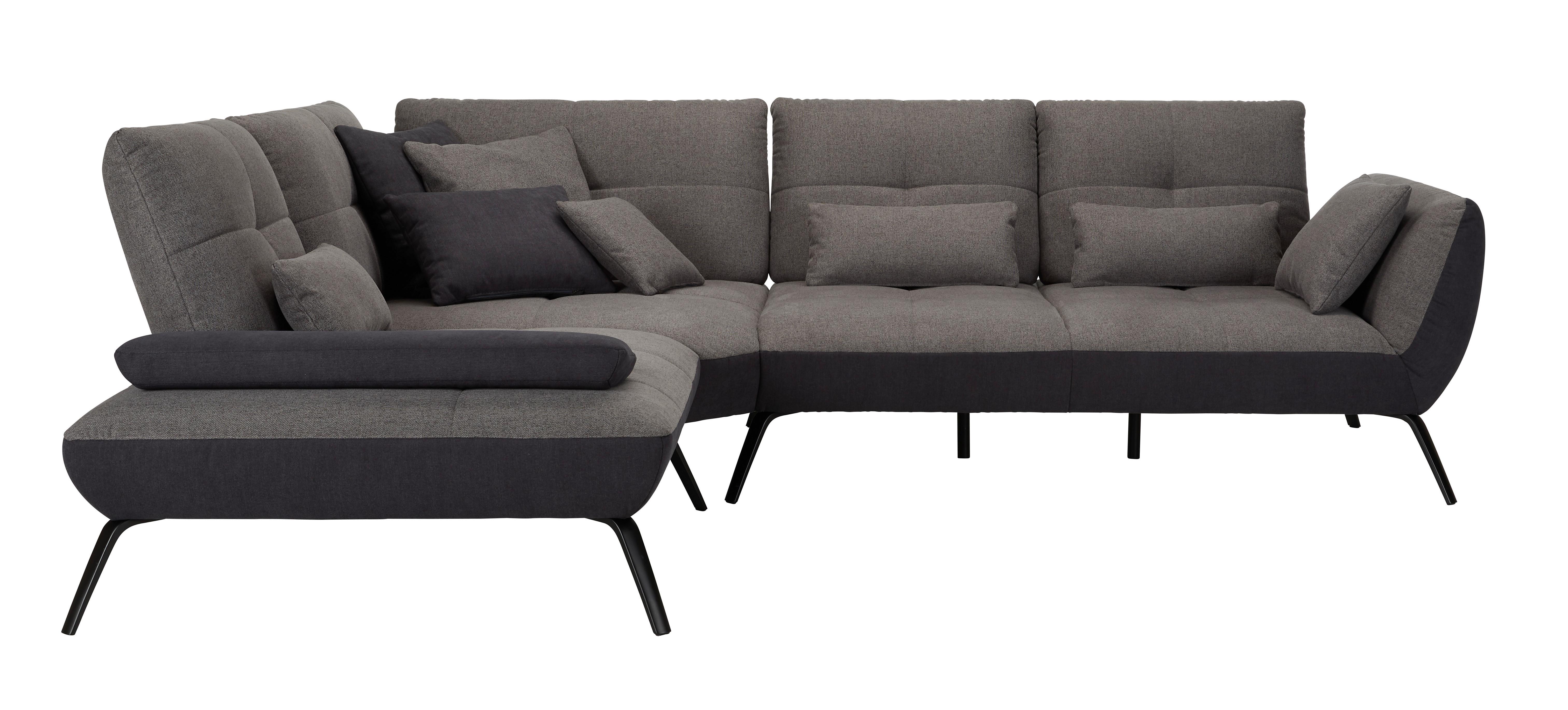 TRENDY, ľavá, antracitová, s 3 bedrovými vankúšmi - čierna/antracitová, Modern, kov/kompozitné drevo (250/93/310cm) - Premium Living