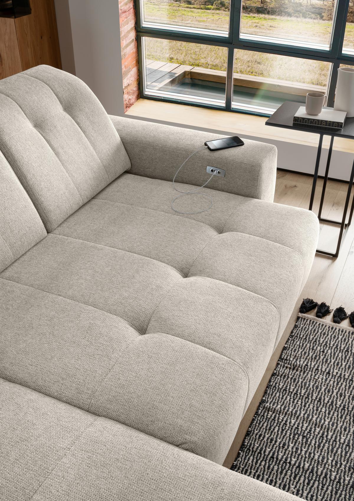 Ecksofa Sano, Beige S: 200x261 cm - Beige/Schwarz, MODERN, Textil (200/261cm) - Livetastic