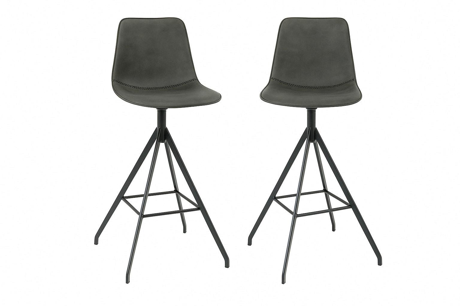 Barhocker-Set Monaco Dunkelgrau B: 44 cm - Dunkelgrau/Schwarz, MODERN, Textil/Metall (44/96/51cm) - MID.YOU