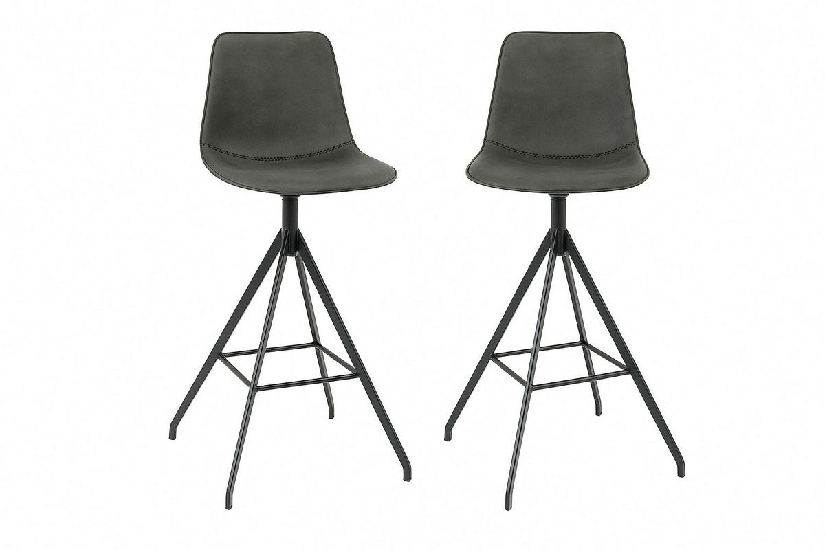 Barhocker-Set Monaco Dunkelgrau B: 44 cm - Dunkelgrau/Schwarz, MODERN, Textil/Metall (44/96/51cm) - MID.YOU