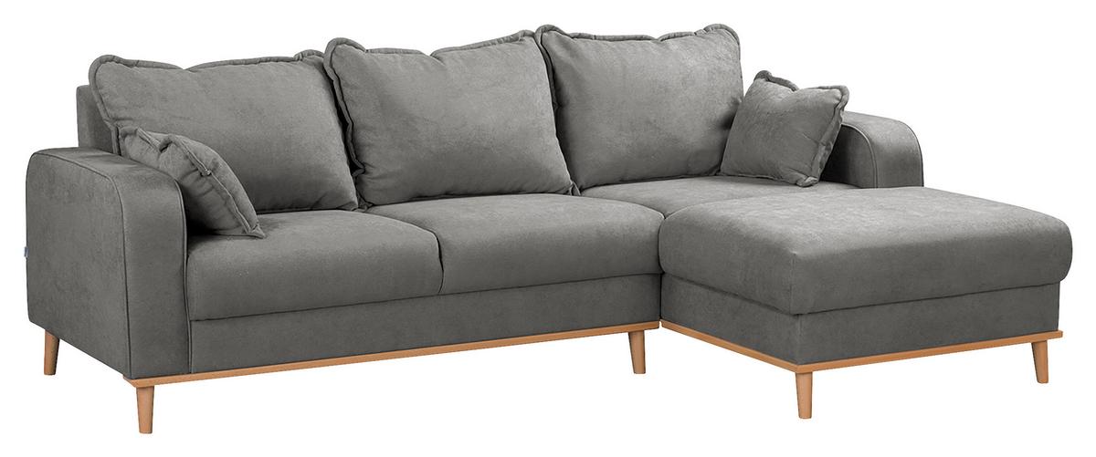 Ecksofa Beata Grau S: 230x150 cm - Wengefarben/Grau, Design, Textil (230/150cm) - Livetastic