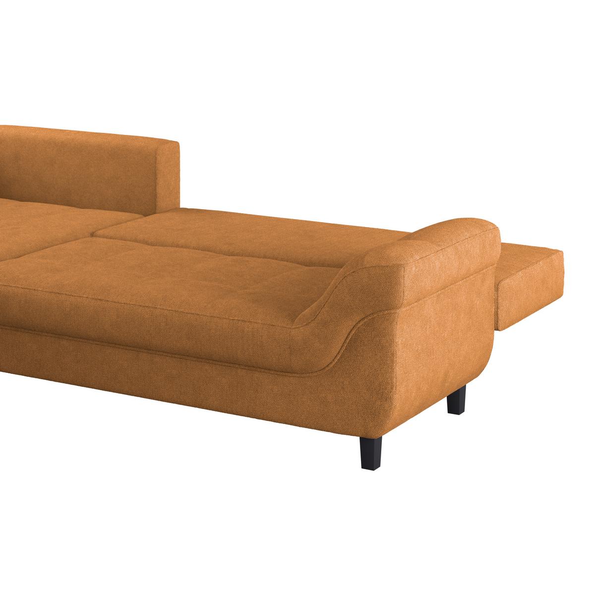 Ecksofa Mendoza - Schwarz/Orange, Design, Textil (197/309cm) - Ondega