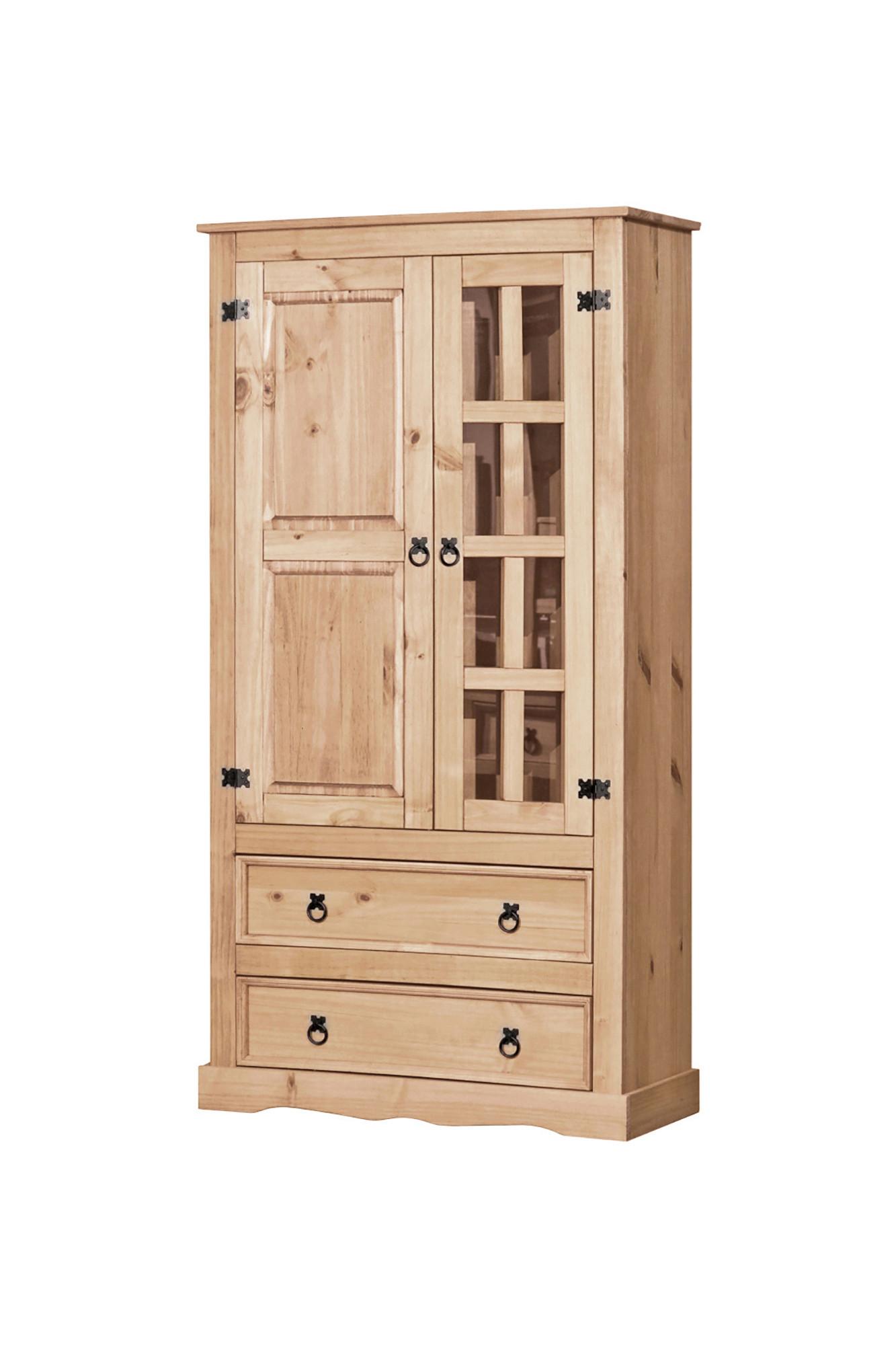 Vitrine Naturfarben, Honig B: 100cm - Klar/Naturfarben, Natur, Glas/Holz (100/190/41cm) - Livetastic