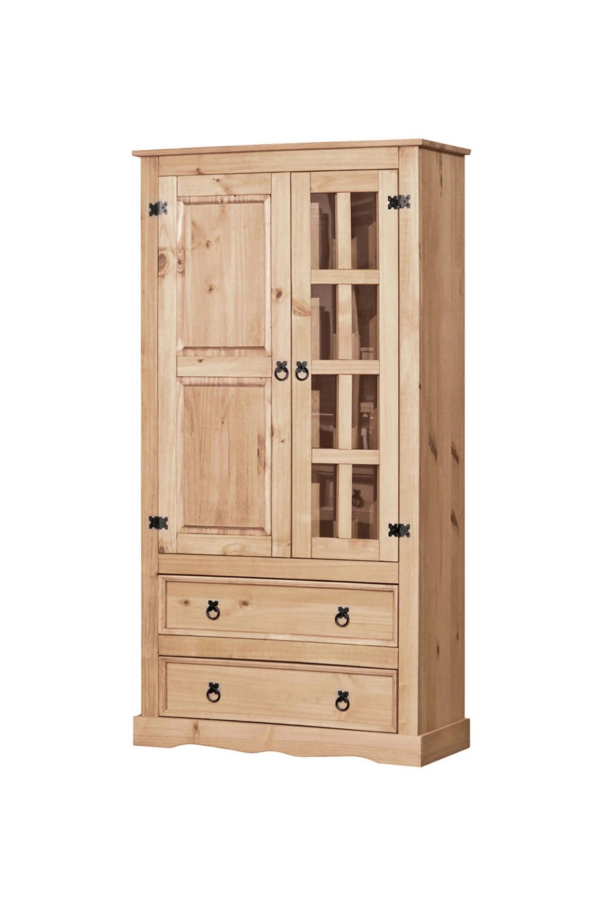 Vitrine Naturfarben, Honig B: 100cm - Klar/Naturfarben, Natur, Glas/Holz (100/190/41cm) - Livetastic