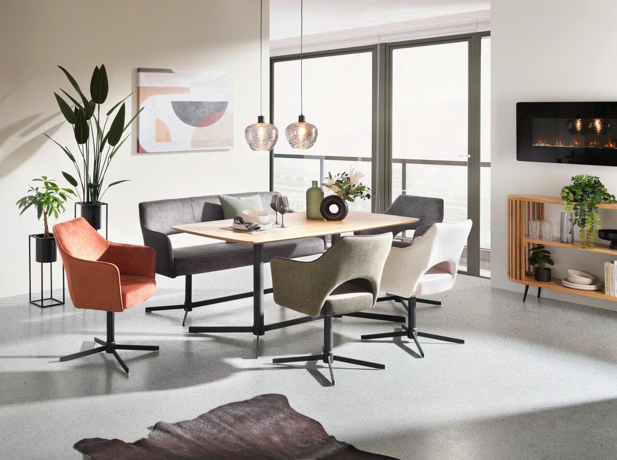 Jedálenský stôl dyha VALETTA 160 - čierna/farba duba, Modern, kov/drevo (160/90/76cm) - Premium Living