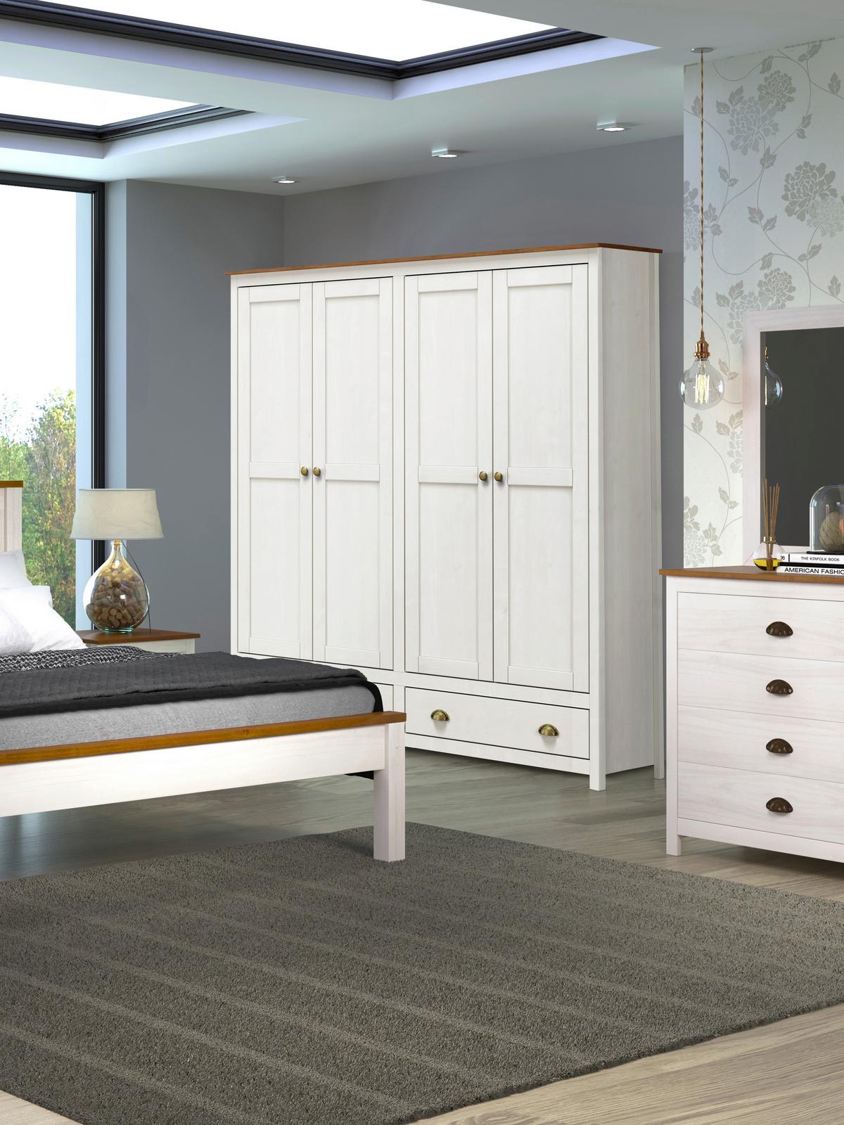 Drehtürenschrank Weiß B: 176 Cm - Weiß, Natur, Holz (176/185/54cm) - Livetastic