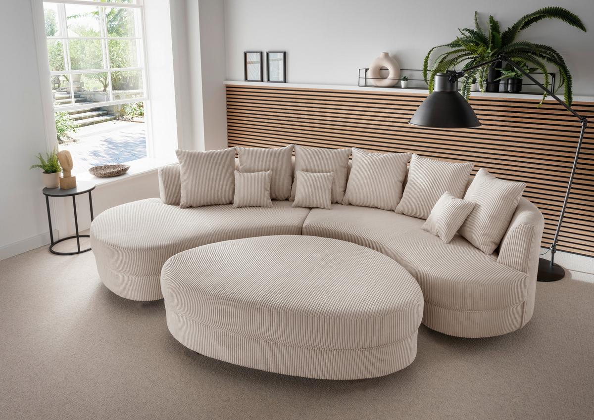 Wohnlandschaft Limoncello Beige S: 160x300 cm - Beige/Schwarz, Design, Textil (160/300cm) - Livetastic