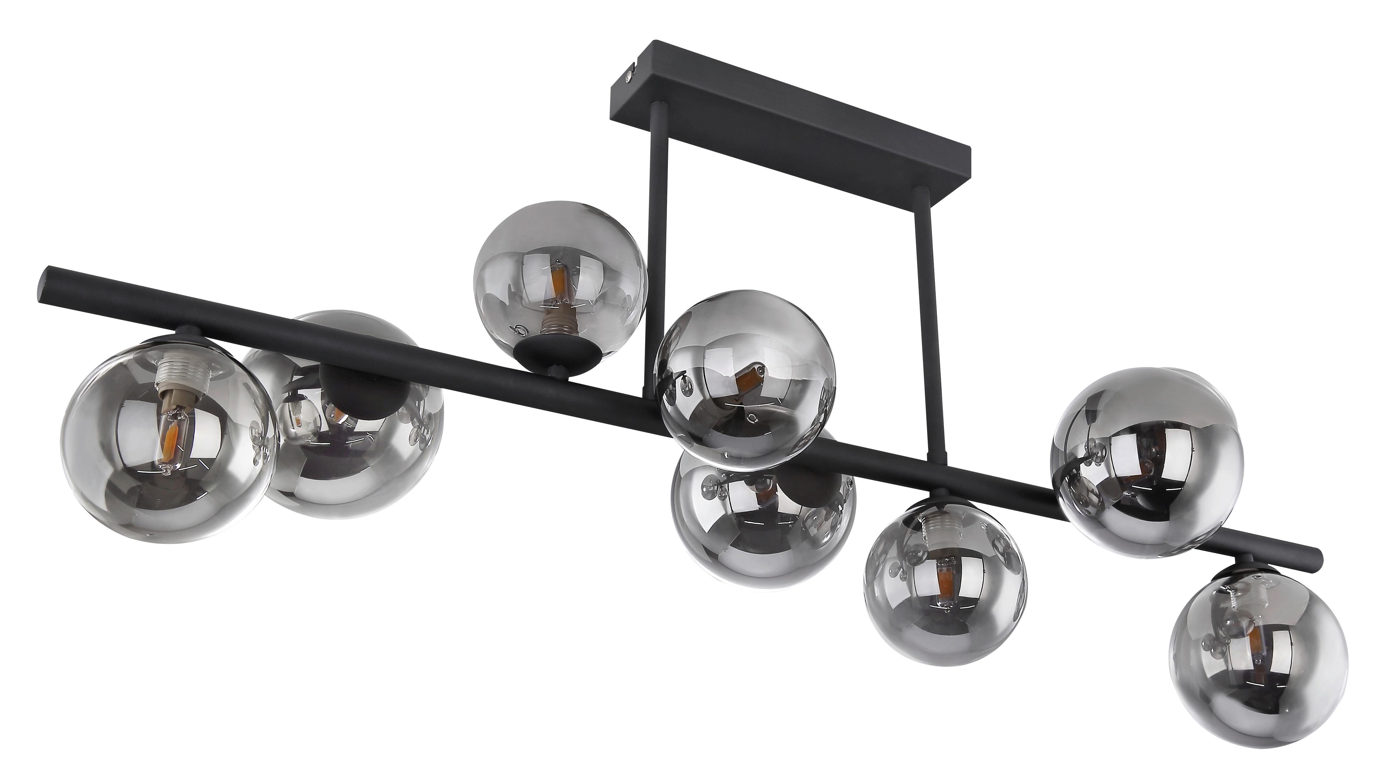Led-deckenleuchte L: 86 Cm Mit Rauchglas - Schwarz, Design, Glas/Metall (86/30/35,8cm) - Globo
