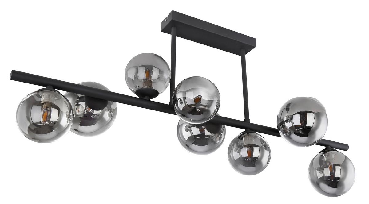 Led-deckenleuchte L: 86 Cm Mit Rauchglas - Schwarz, Design, Glas/Metall (86/30/35,8cm) - Globo