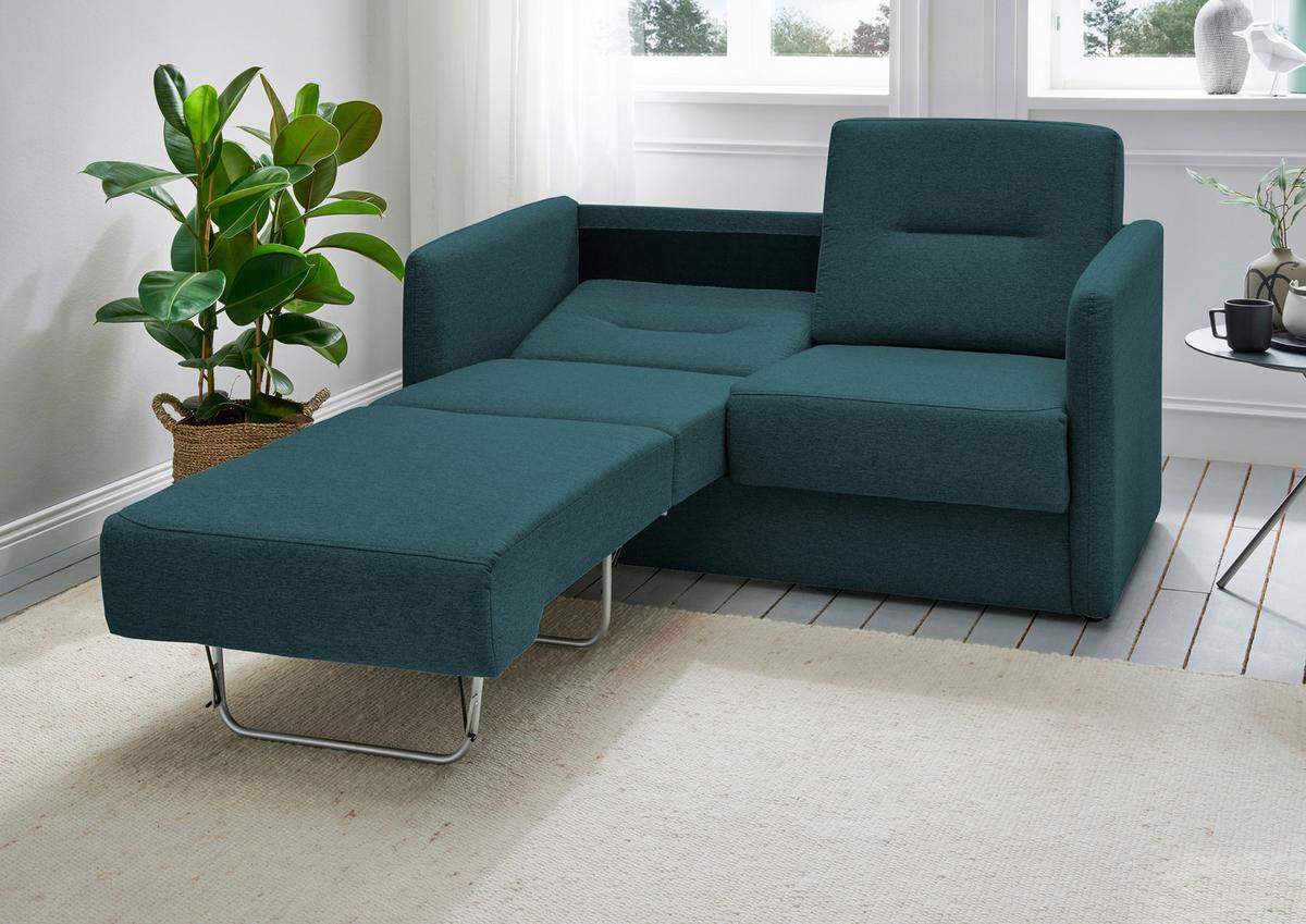 Schlafsofa Regi Blau Mikrofaser B: 147 cm - Blau/Schwarz, KONVENTIONELL, Textil (147/89/87cm) - Livetastic