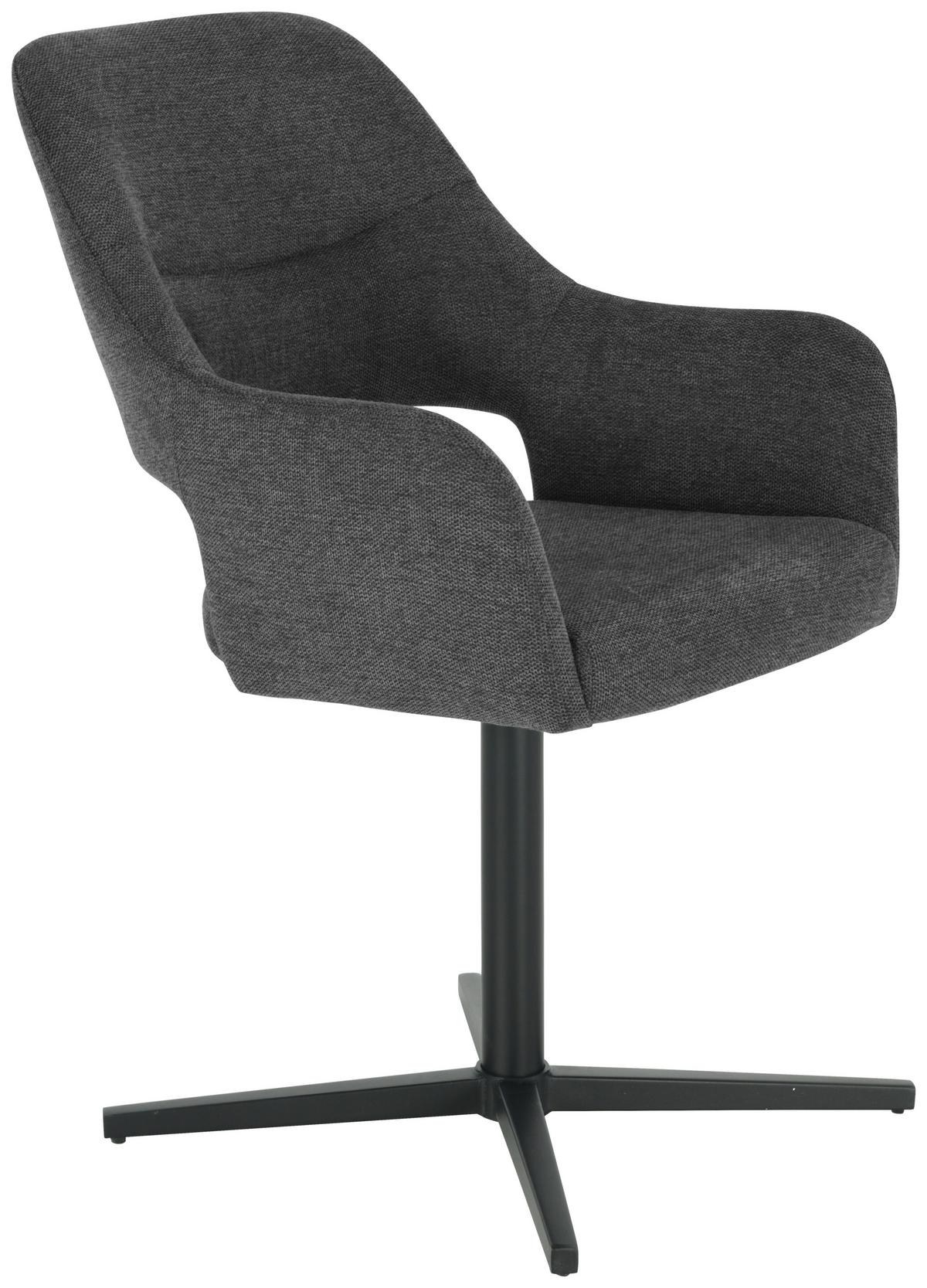 Karossszék Salin - fekete/sötétszürke, Trend, textil/fa (56/86/63cm)