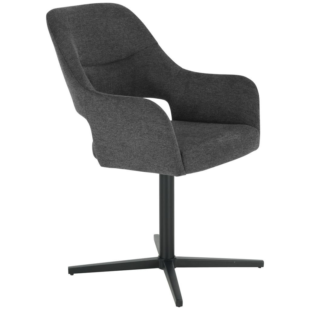 Armlehnstuhl Salin drehbar Leinenoptik Grau, B: 56 cm