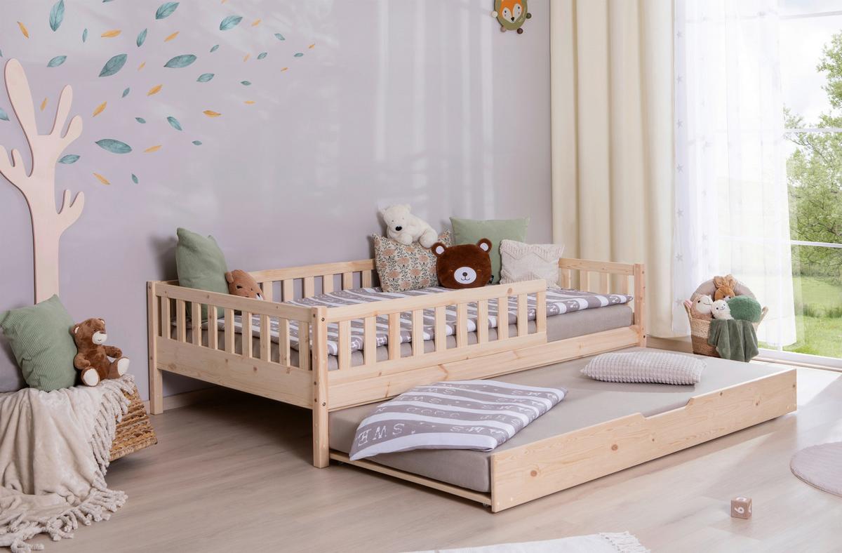 Hausbett Lou B: 120 cm Weiß Lou - Naturfarben/Weiß, MODERN, Holz/Textil (120/200cm) - MID.YOU