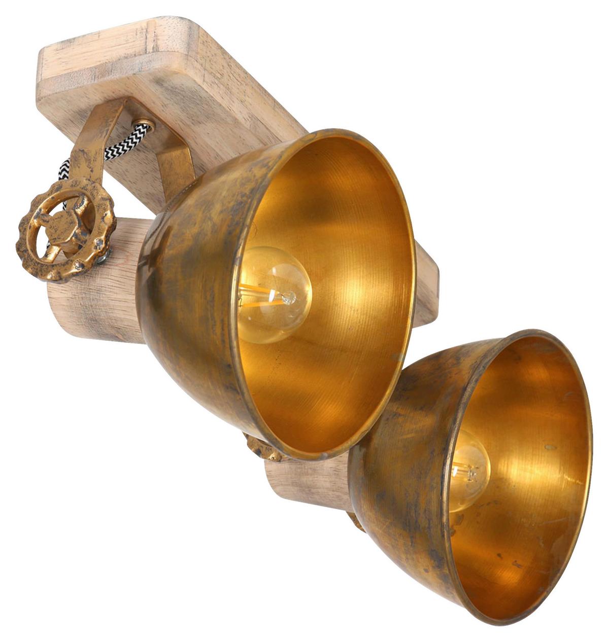 Deckenspots Gearwood - Anthrazit, Trend, Holz/Metall (32/19/17cm)