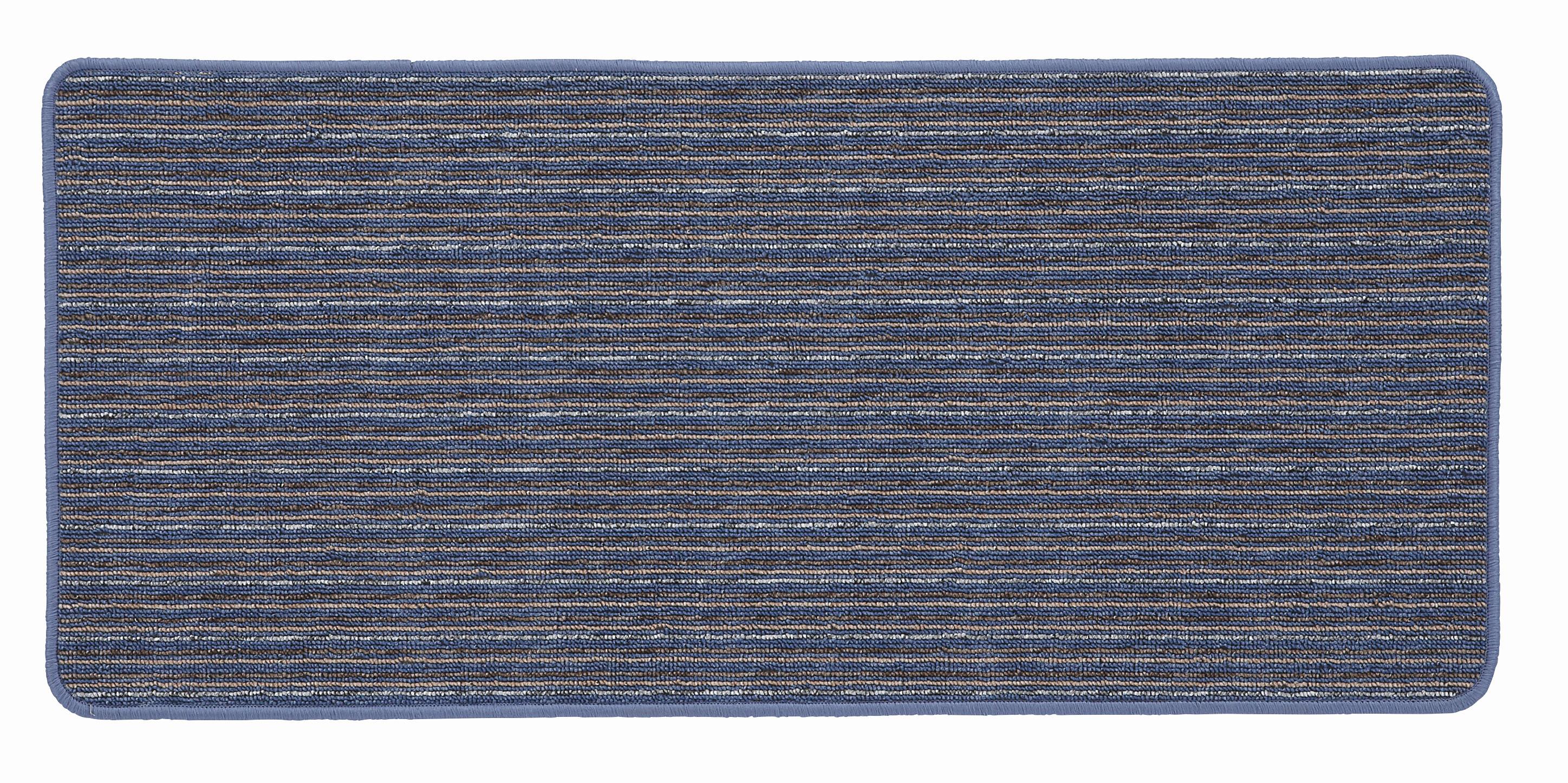 Teppich Vorleger Vorraum/Flur/ Küche Streifen Luigi 80x400 cm - Blau/Anthrazit, Basics, Kunststoff (80/400cm) - Ondega