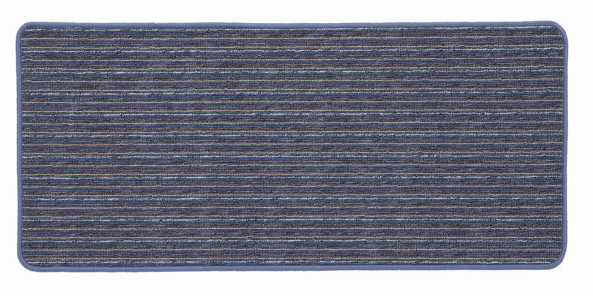 Teppich Vorleger Vorraum/Flur/ Küche Streifen Luigi 80x270 cm - Blau/Anthrazit, Basics, Kunststoff (80/270cm) - Ondega