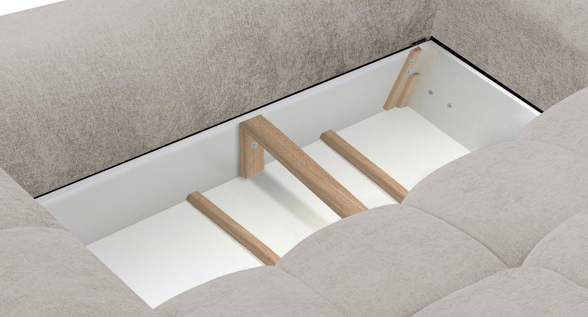 Schlafsofa Alessano Beige, B: 254cm - Champagner/Beige, MODERN, Holzwerkstoff/Kunststoff (254/69-93/116cm) - MID.YOU