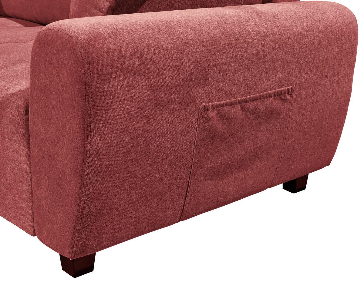 Ecksofa Inkl. Kissen + Hocker Lea, Polyester-Nylon - Beere/Schwarz, Basics, Holzwerkstoff/Textil (176/248cm) - MID.YOU