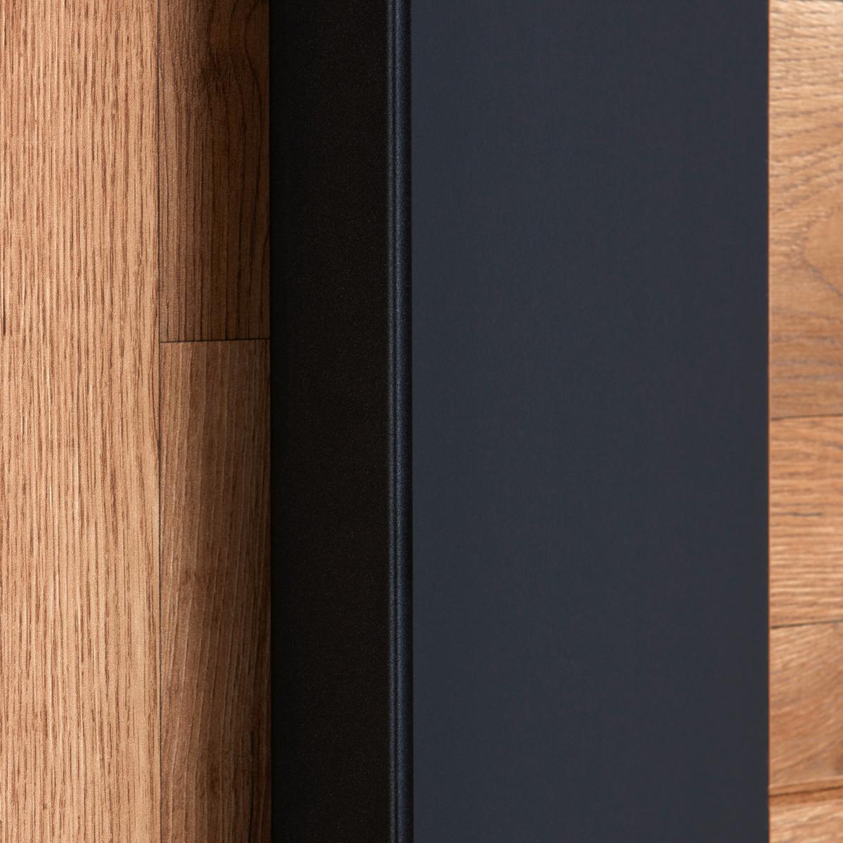 Schwebetürenschrank + LED 270cm , Graphit/Eiche Dekor - Eichefarben/Graphitfarben, KONVENTIONELL, Holzwerkstoff (270/225,5/60cm) - James Wood
