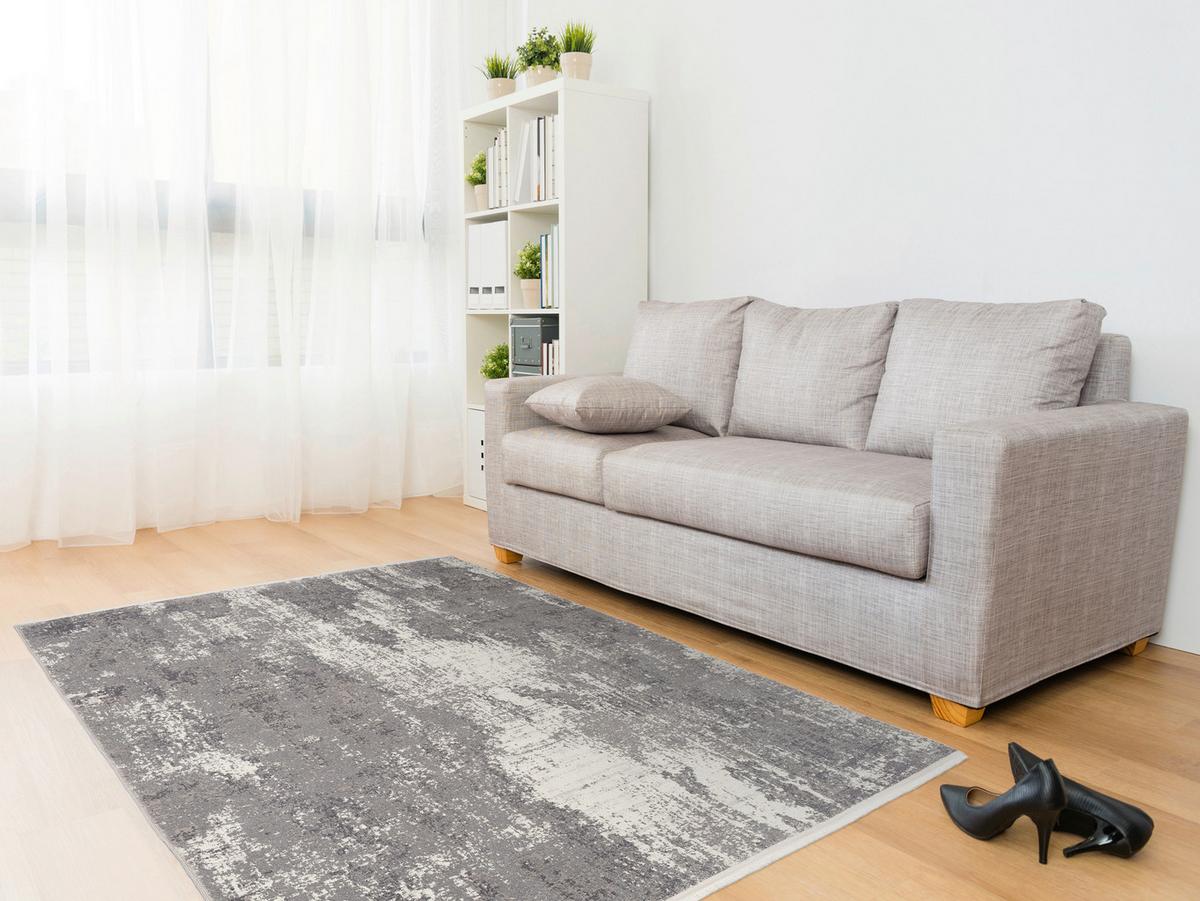 Webteppich Grau Limoges 65x130 cm - Grau, Design, Textil (65/130cm) - Novel