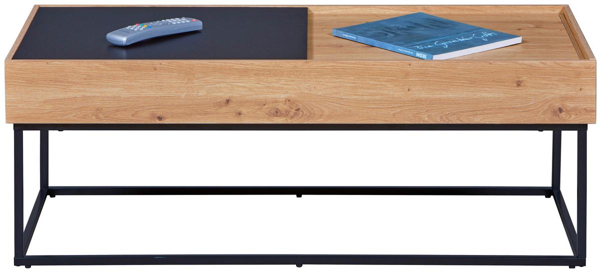 Couchtisch Filora - Schwarz/Eiche Artisan, Design, Holzwerkstoff/Metall (110/50/40cm) - Livetastic