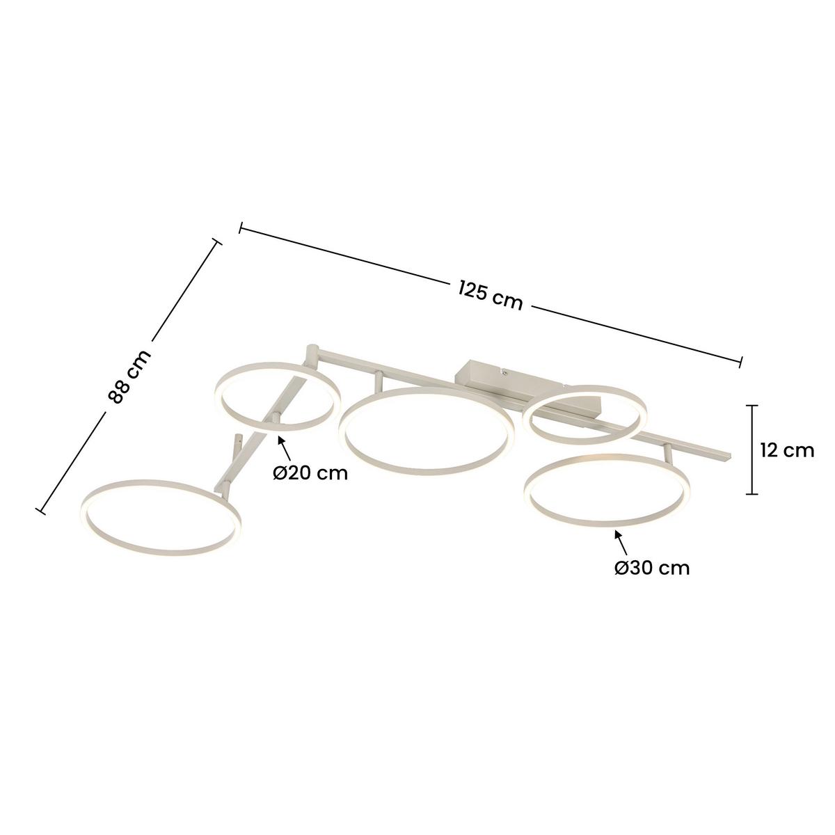 LED-Deckenleuchte Cemil - Sandfarben, Basics, Kunststoff/Metall (125/88/12cm) - Luca Bessoni