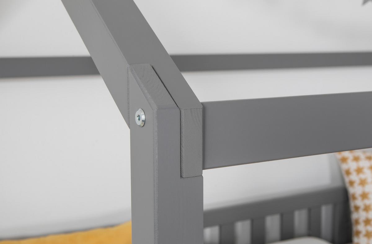 Bodenbett 100/200 Cm Hellgrau Inkl. Matratzen Und Zusatzbett - Hellgrau/Naturfarben, MODERN, Holz/Textil (100/200cm) - MID.YOU