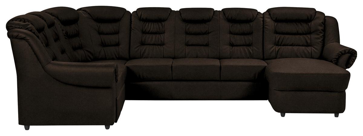 Wohnlandschaft Boston Braun Chenille - Schwarz/Braun, KONVENTIONELL, Textil (216/333/165cm) - Livetastic