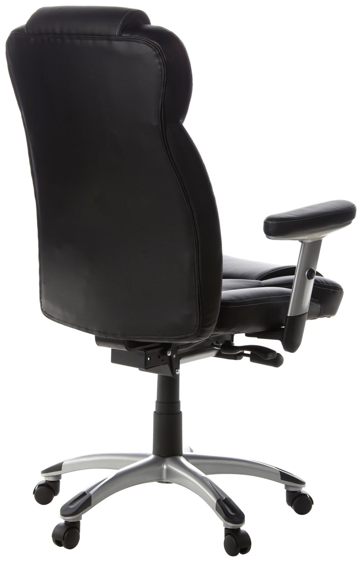 Chefsessel Embassy 200 Schwarz - Silberfarben/Schwarz, MODERN, Leder/Kunststoff (63/131/53cm) - MID.YOU