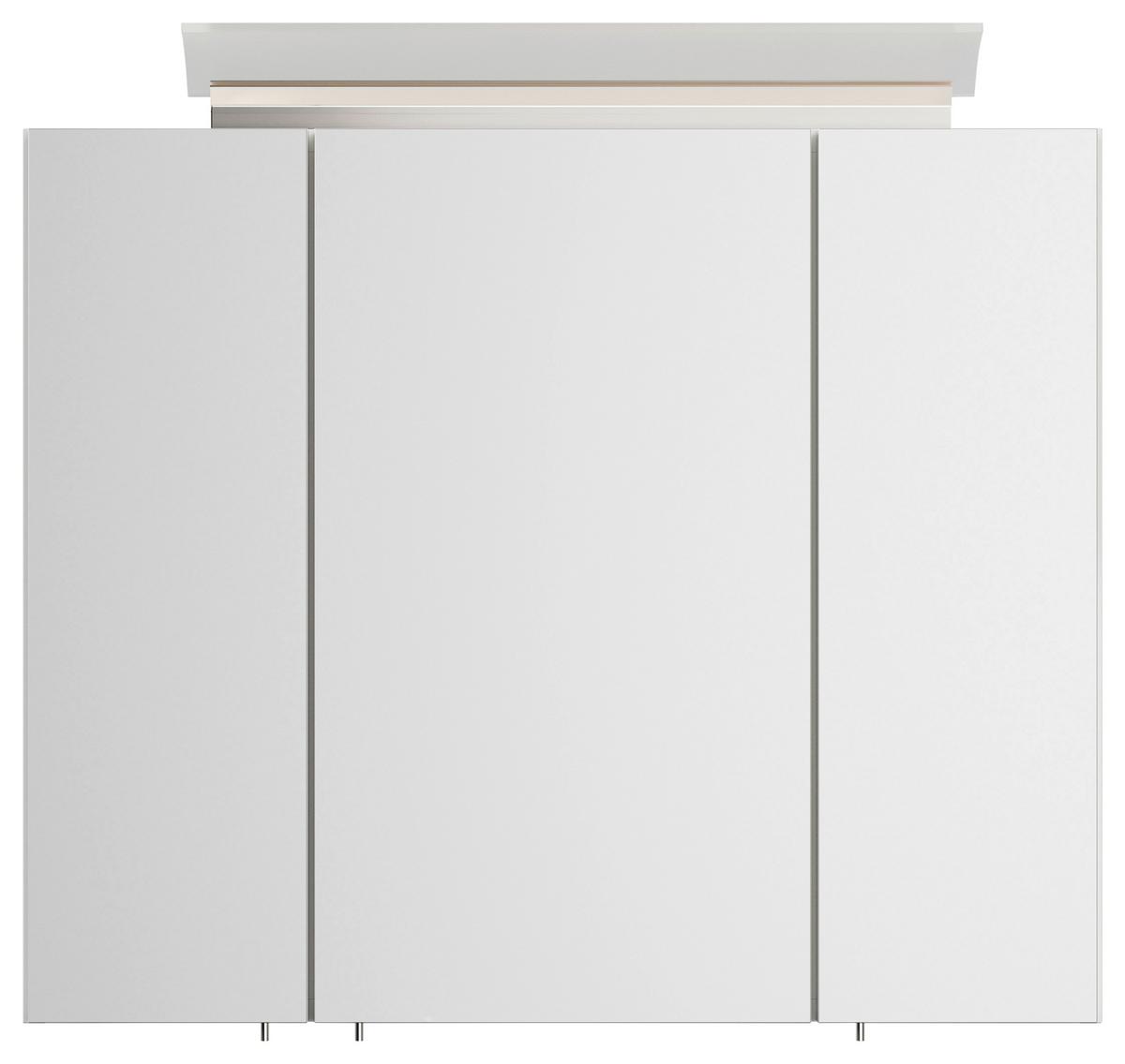 Spiegelschrank Weiß Hochglanz B: 75 cm - Weiß Hochglanz, MODERN, Glas/Holzwerkstoff (75/62/17cm) - MID.YOU