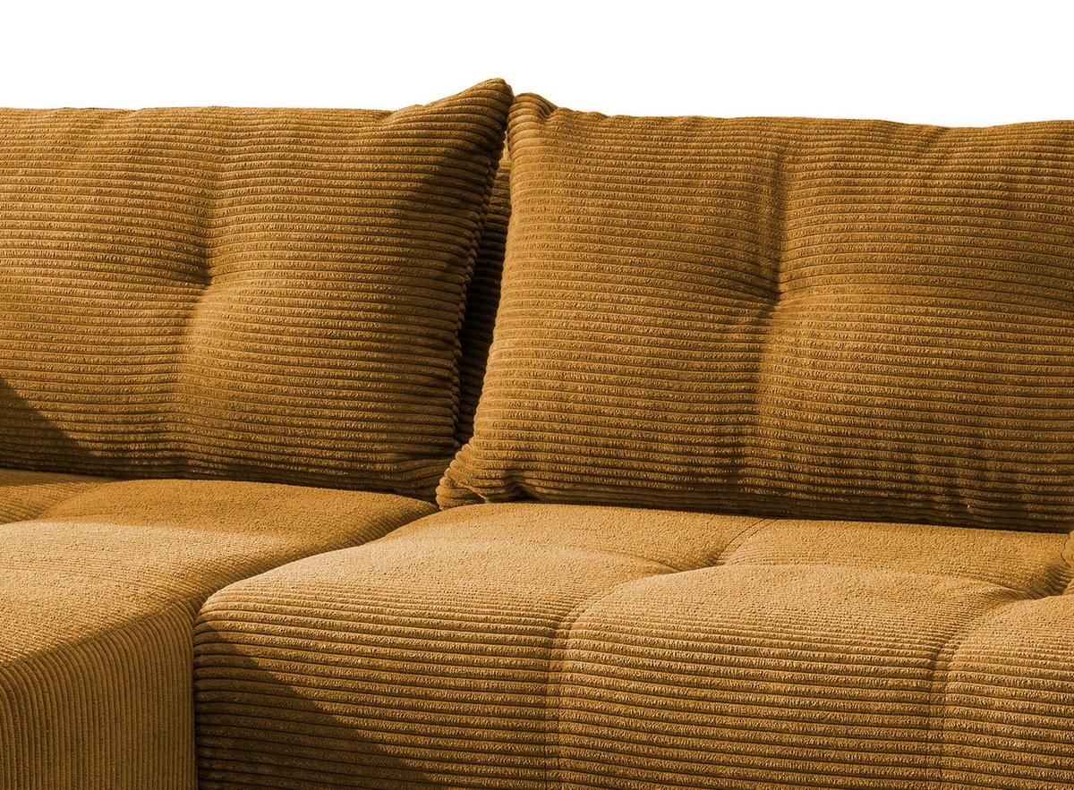 Ecksofa mit Schlaffunktion Restato Goldfarben - Goldfarben/Schwarz, MODERN, Holz/Textil (177/246cm) - MID.YOU