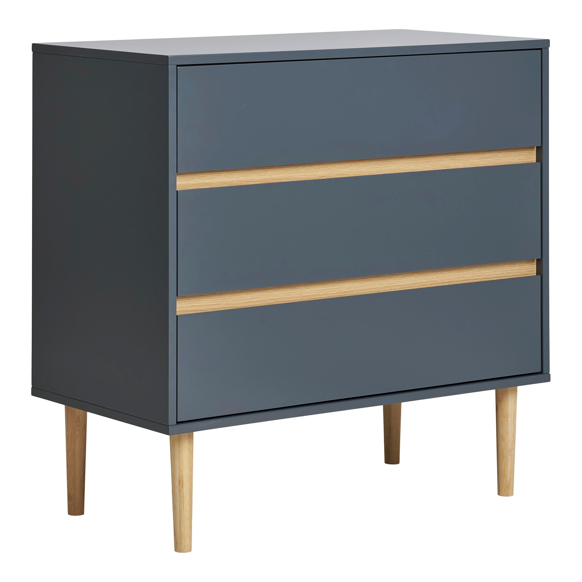 Kommode Bisley Chest Dunkelgrau B: 80cm - Dunkelgrau/Kieferfarben, Design, Holzwerkstoff (80/80/40cm) - MID.YOU