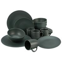 Kombiservice Keramik 4 Personen Geschirr Set Schwarz - Schwarz, Trend, Keramik - Creatable